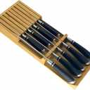 Bamboo Knife Drawer Storage Organizer Insert | 9-Slot Kitchen Knife Block with Anti-Slip Design| Space-Saving Kitchen Storage (16.55"x6.05"x2.05")