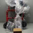 Medline Ultra Lightweight Transport Wheelchair for Adults, Foldable, 19-Inch Seat Width, Red Frame, Black Upholstery