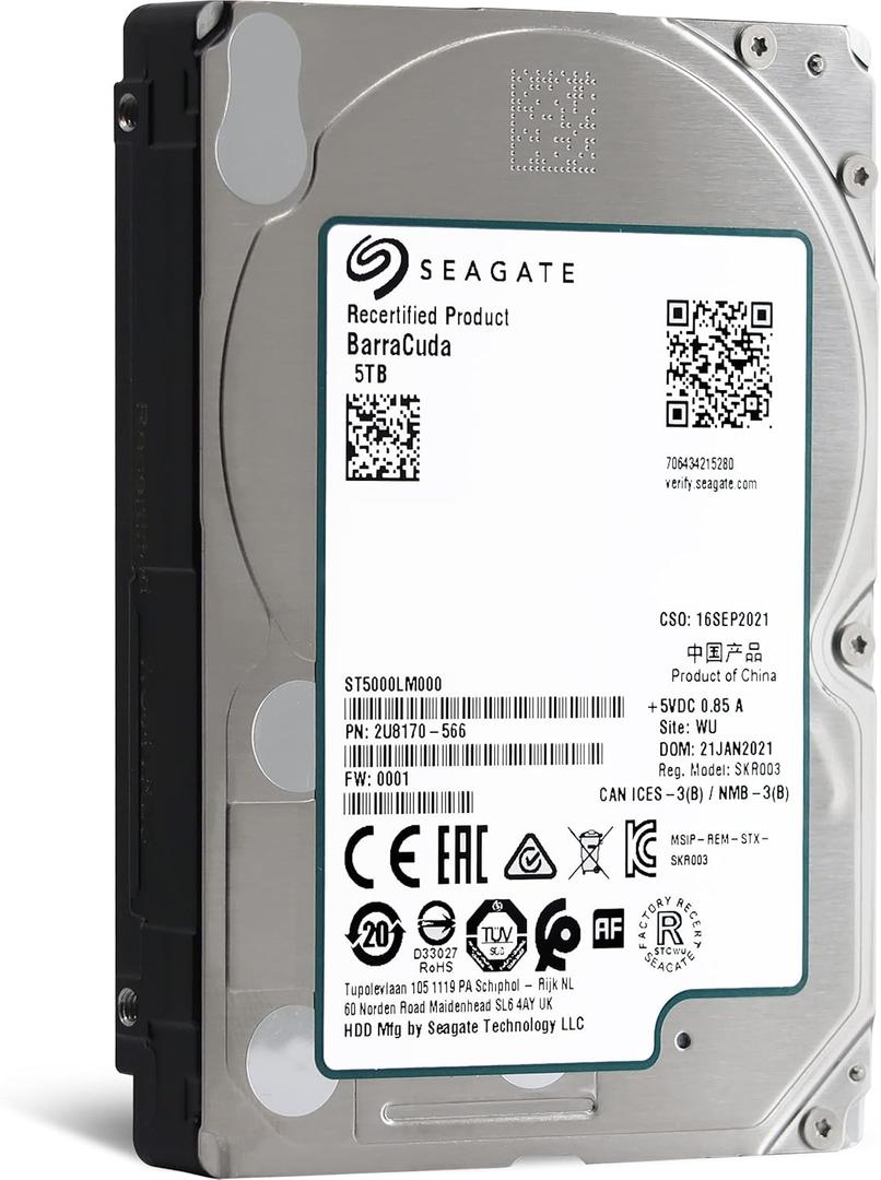 Seagate BarraCuda Internal Hard Drive 5TB SATA 6Gb/s 128MB Cache 2.5-Inch 15mm (ST5000LM000)
