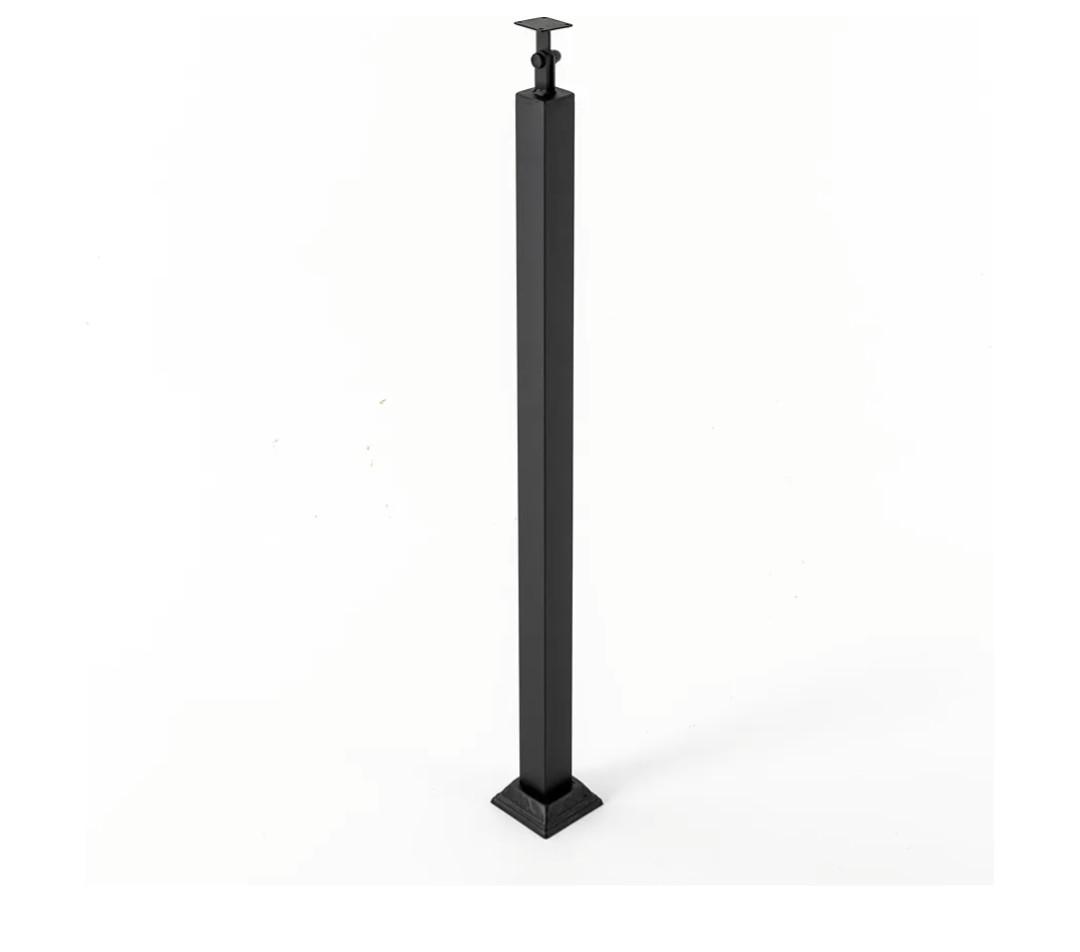 Black Railing Post, Metal Stair Post with Adjustable 270°Angle Bracket for Porch, Concrete, Wooden Steps (H:33.46in) 2pcs