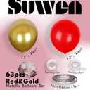 SUWEN Red and Gold Balloons Set 60PCS Latex Shiny Helium 12 Inch Red Gold Balloons for Birthday Graduation Anniversary Party Decorations