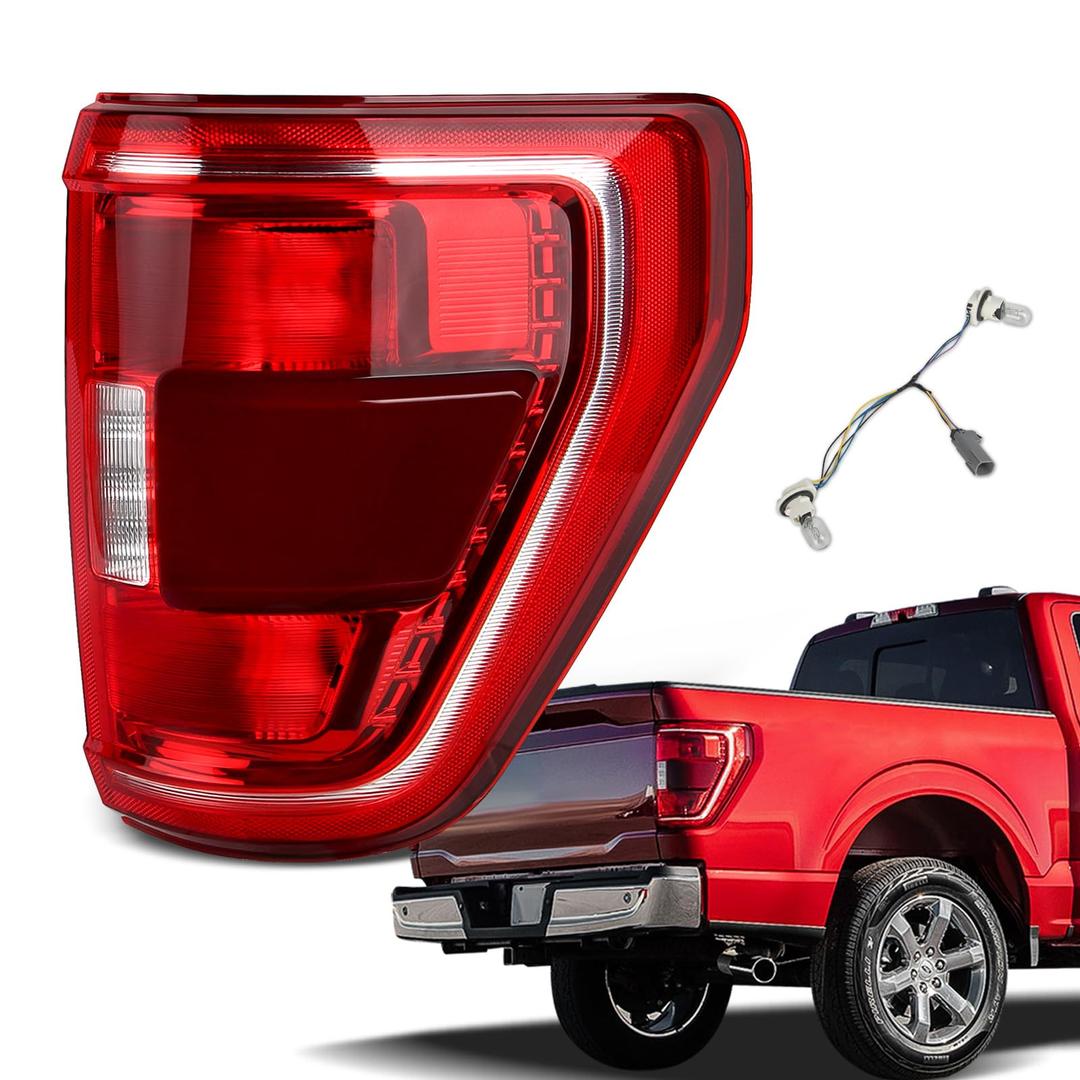 OEmatchautoo Tail Light Compatible with 2021 2022 2023 Ford F150 XL XLT Halogen Type W/Blind Spot Taillight W/Bulb & Harness, Right Passenger Side, Module Not Included, OEM: ML3Z13404C ML3Z13404B