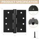 4" Ball Bearing Door Hinges with Square Corner, 3 Pack 4.0 x 4.0 Inches Stainless Steel Door Hinges Heavy Duty Hinges with 3mm Thickness, Black