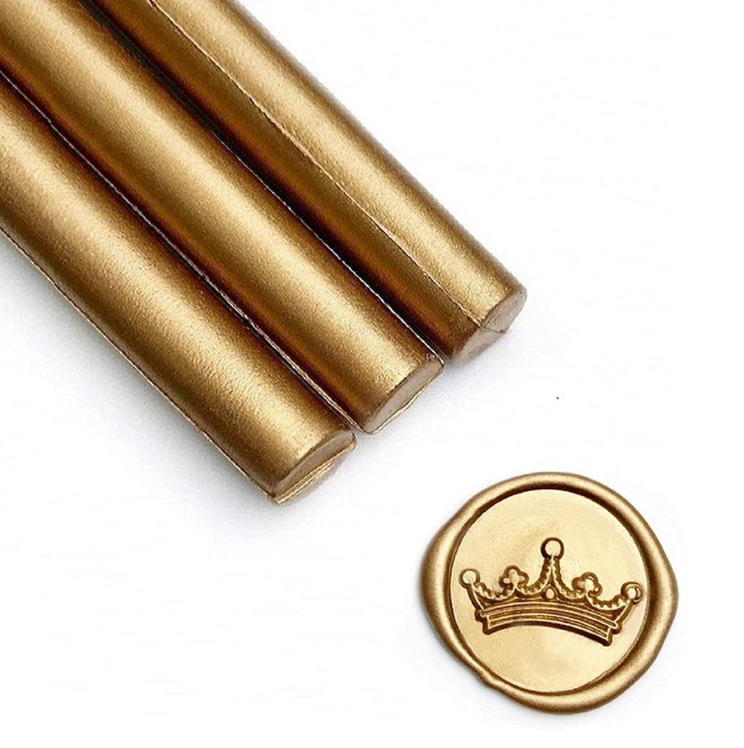 UNIQOOO Mailable Glue Gun Sealing Wax Sticks for Wax Seal Stamp - Metallic Antique Gold, Great for Wedding Invitations, Cards Envelopes, Snail Mails, Wine Packages, Christmas Gift Ideas, Pack of 8, Antique Gold 