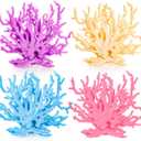 TOPZEA 4 Pack Artificial Aquarium Coral Decor, Plastic Faux Coral Reef Decorative Cute Fish Tank Decorations, Under the Sea Centerpiece Realistic Ocean Plant Ornaments for Party, Living Room