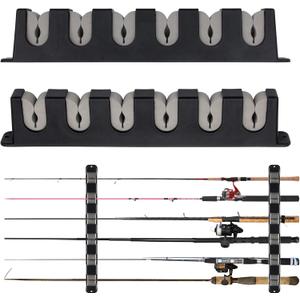 Windspeed 6-Rod Rack Wall Mounted Fishing Rod Rack For Boat, 2 Pcs Horizontal Fishing Rod Holder For Garage Door(Grey)