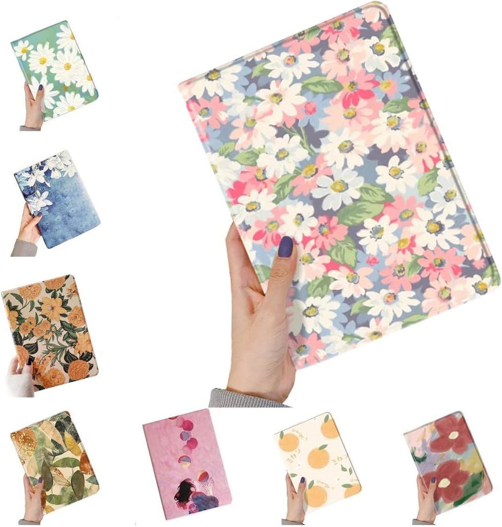 Floral Case for iPad 6th 5th Generation Air/Air2 9.7" Case Flower Pattern Cute Slim Leather Folio Smart Cover with Pencil Holder Auto Sleep/Wake, Color D