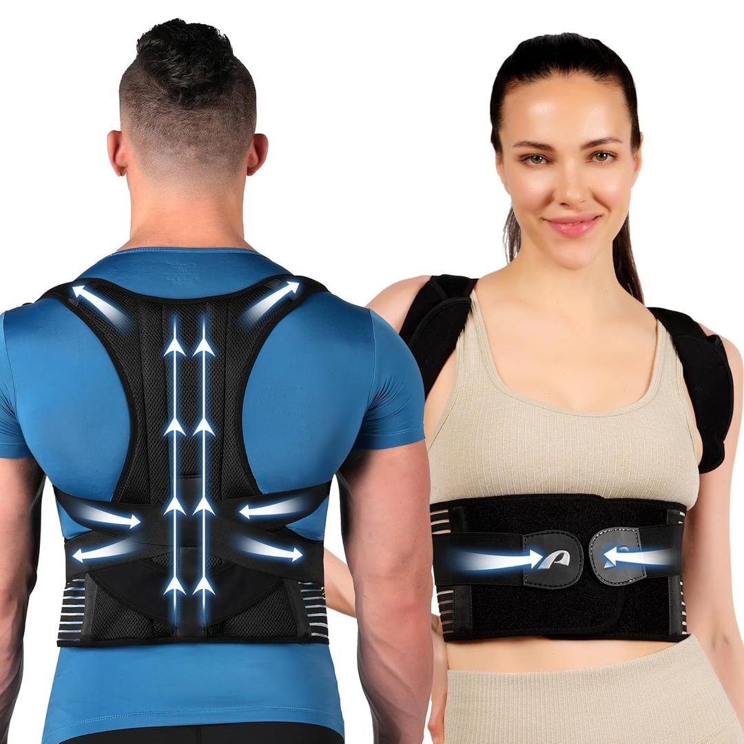 Back Brace Posture Corrector for Women and Men-Relief for Upper and Lower Back Pain-Scoliosis and Hunchback Correction-Adjustable and Breathable Full Back Support(Large)