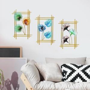 dreamskip 3 Pcs Gold Metal Wall Decor Wall Art, Modern Metal Leaf Wall Sculpture for Living Room, Bedroom, Dining Room, Patio, Home Decoration, Gifts for Women, Moms, Grandmas