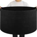 OIAHOMY 90L Large Blanket Basket with Handle, Blanket Storage for Living Room 23" x 23" x 13", Laundry Basket for Blankets, Pillows, Large Woven Rope Baskets for Kids, Dogs Toys - Black