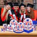 Red and Blue Graduation Decorations Dinnerware Set, Class of 2026 Graduation Plates and Napkins, Graduation Plates and Cups and Napkins Set for Congrats Grad Party Decorations, Serve 25
