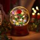 Rose Snow Globe Music Box, Preserved Red Rose Flower Musical Snow Globes, LED Light Up Rose Snow globe Water Globe Romantic Gift for Women Girls in Mother's Day, Anniversary, Christmas