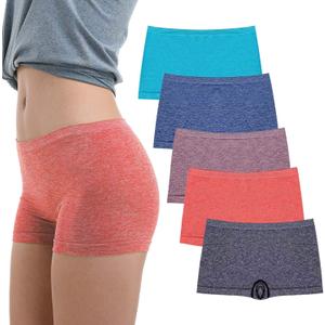 R RUXIA Women's Boyshort Panties Seamless Nylon Underwear Stretch Boxer Briefs 5 Pack (Medium)