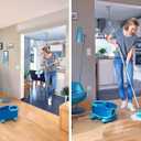 Leifheit Clean Twist Spin Mop and Bucket Set with Rollers | Telescopic Handle, 360° Joint, Spin-Dry System | Easy Glide Wheels | Blue