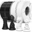 RAMBERY White Black PLA+ 3D Printer Filament Bundle 4KG Toughness Upgraded 1.75MM 3D Printing Filament Fit Most FDM Printers, Black x 2 Spools & White x 2 Spools