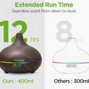 InnoGear Aromatherapy Diffuser & 10 Essential Oils Set, 400ml Diffuser Ultrasonic Diffuser Cool Mist Humidifier with 4 Timers 7 Colors Light Waterless Auto Off for Mother's Gift, Dark Wood Grain
