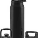 ZULU Base 40oz Stainless Steel Water Bottle with 3 Lids- Straw, Chug, Twist | Double Walled and Vacuum Insulated Metal Thermos | For Gym, Outdoor | Built in Carry Loop, Dishwasher Safe, Black