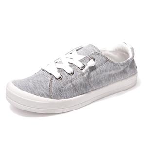 BENEKER Women's Platform Canvas Sneakers Low Top Fashion Sneakers Classic Slip-On Comfort Walking Shoes Grey 11
