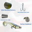 USA Bass Tackle Mag Shad - Scent Infused Magnum Paddle Tail Swimbaits Pre Rigged Fishing Lures Premium Bait with Strong Owner Hook, Fishing Gear for Giant Predator Fish (1/3oz - 3.5", Chart Electric Blue)