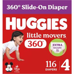 Huggies Little Movers HuggFit 360 Diapers Size 4, 116 Count