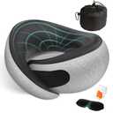 FIOGIKO Travel Neck Pillows for Airplanes - 360° Ergonomic Memory Foam Travel Pillow - Relief Neck Pain with Breathable Support for Long Flights, Car, Train & Office Use - Adults & Kids