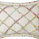 Laura Ashley - Standard Sham, 100% Cotton Bedding with Envelope Closure, Throw Pillow Cover for Bed or Couch, Oeko-Tex Certified (Ruffle Garden Cream, 20" x 26")