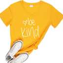 Be Kind T Shirts Women Cute Graphic Blessed Shirt Funny Inspirational Teacher Fall Tees Tops (Small, Yellow)