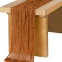 Ling's moment 10Ft Brown Terracotta Cheesecloth Table Runner Burnt Orange Gauze SemiSheer Tablecloth for Wedding Party Bridal Shower Boho Table Decor