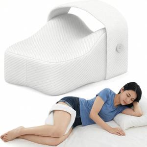 Knee Pillow for Side Sleeper with Adjustable Strap, Memory Foam Leg Support Cushion for Comfortable Sleep, Spine Alignment, and Relief of Sciatica, Back, Hip, Knee & Joint Pain