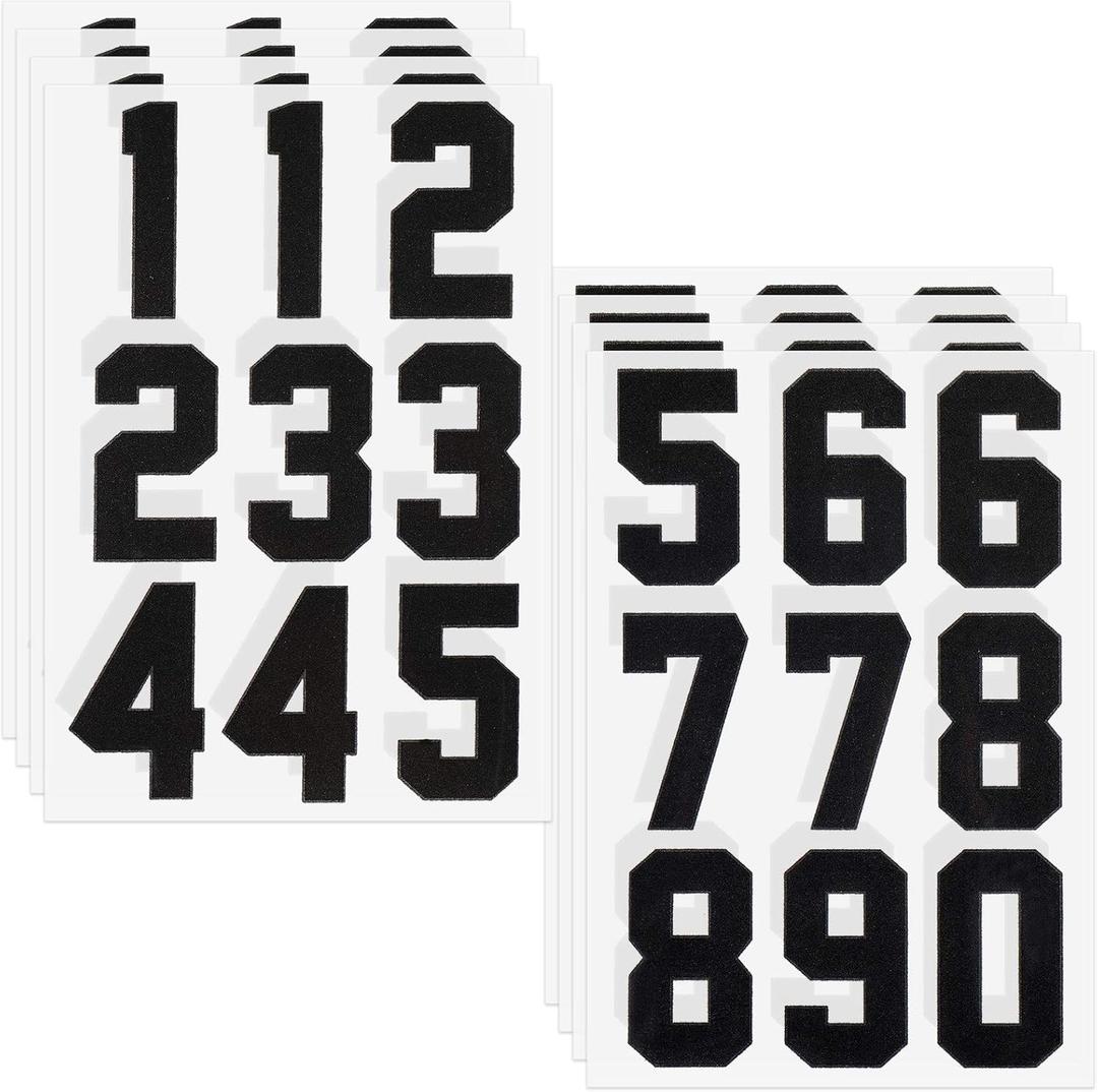 72 Pieces Iron on Numbers 3 Inch Tall Black Heat Transfer Numbers Soft Flock Iron-on 0 to 9 Number Patches Flocking for T-Shirts Clothes Bags DIY Decor