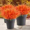 Geegoods 24 Bundles Artificial Fall Flowers Outdoor  Faux Lavender Flowers with Monkey Grass UV Resistant Plastic Faux Plants for Garden Porch Patio Home Decor, Autumn Color