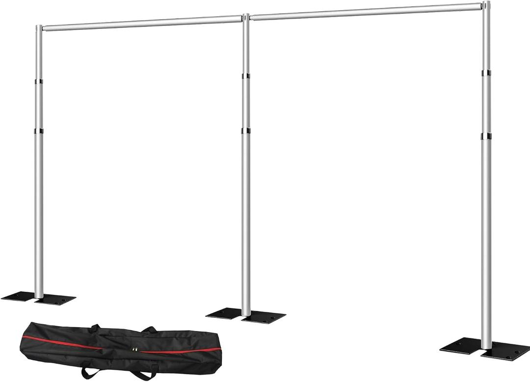 SLOW DOLPHIN 20 x 8.6ft Pipe and Drap Photo Studio Backdrop Stand Kit, Heavy Duty Adjustable Frame Backdrop Stand with Carry Bag for Event, Birthday Party, displays and Wedding Decoration.