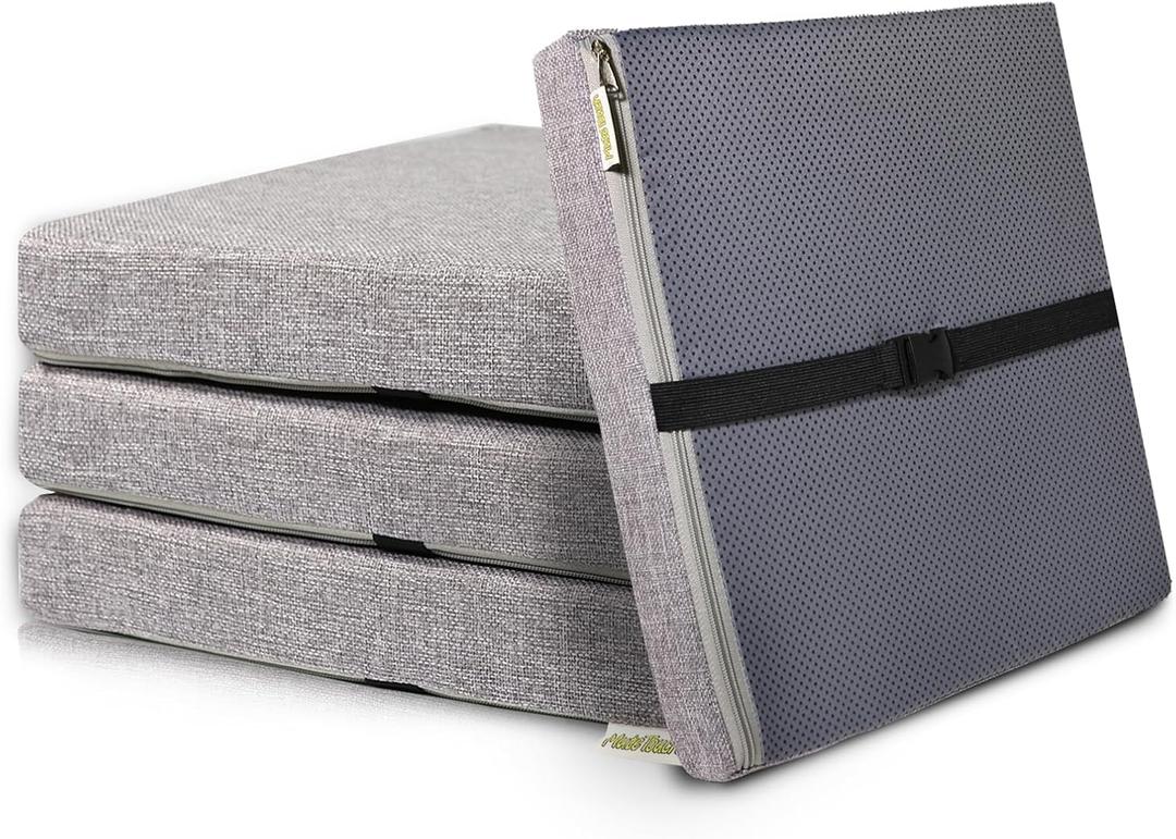 4PCS Linen Soft Foam Seat Cushion | 15x14x2 Inches Bar Stool Cushions Square | Thickened Recliner Cushion | Chair Cushion with Removable Cover (Medium Grey)