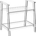 Acrylic Shower Chair with Arms - 23.62" Clear Shower Bench with Handle for Inside Shower Heavy Duty Shower Stool for Seniors Elderly Non-Slip Waterproof Indoor and Outdoor, 23.62 X 19.09" X 24.41"