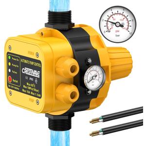 Smart Pressure Switch with Gauge for Well Pump, 110V-120V Automatic