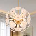 12-Light Sputnik Pendant Light Gold Finish, Modern Glass Chandelier for Dining Room, Vintage Hanging Light Fixture for Bedroom Entryway Kitchen Foyer