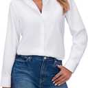 siliteelon Button Down Shirts for Women Wrinkle Resistance Dress Shirts for Women Long Sleeve Work Formal Office Blouses Tops (4X-Large, White)