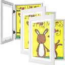3-Pack White Kids Art Frames - 10x12.5 with Mat, 8.5x11 Without Mat, Changeable Front Opening, Holds Drawings, Crafts, Artwork