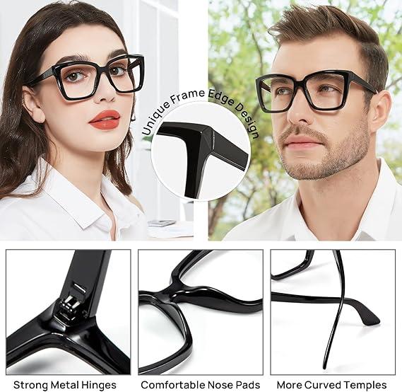 For Women Men Square Bifocals Blue Light Blocking Readers