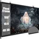 100 inch Fixed Frame Projector Screen, Anti Glare Outdoor Indoor Movie Projector Screen, Wrinkle-Free Hanging Projection Screen for Room Wall, Theater, Camping, Backyard, 4K HD 16:9