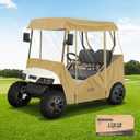 10L0L Universal Golf Cart Enclosure Compatible with EZGO and Club Car Models, 2-Passenger Golf Cart Waterproof 420D Material Windproof Transparent on 2 Sides, Khaki