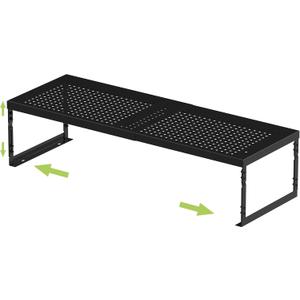 Adjustable Stackable Metal Storage Shelf Organizer - Expandable Wire Rack with Perforations for Kitchen, Pantry, Bathroom, Cabinet & Office-Compact, Durable & Sturdy(1PACK/Large/Black)