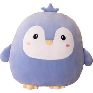 Soft Flat Purple Penguin Plush Hugging Pillow Cute Blue Penguin Stuffed Animal with Crown Plushies Toys Kids Anime Cushion for Birthday, Valentine's Day, Christmas