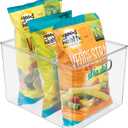 Linus Multi-Purpose Storage Bin with Handles for Kitchen, Pantry, Cabinet, Nursery, Crafts - 12" x 10" x 8", Clear