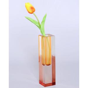 Acrylic Vase, Bud Vase for Centerpieces, Maximalist Decor Cute Flowers Vases for Modern Home, Office, Bedroom, Living Room, Dining Table (Fluorescent Orange, Brown)