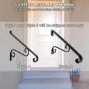 21.7" Outdoor Stair Handrails,1-2 Steps Stairs Rails-Wall Mounted Wrought Iron Hand Railing-Staircase Grab Rail-Heavy Duty Metal Art Handrail for Outdoor Steps-Porch Garage-Anti-Corrosion Carbon Steel