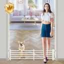 Malier Indoor Dog Gate with Door, 34-55" Extra Wide Full Metal Pet Gate Short Dog Gate for Stairs, Pressure Mount 10'' Tall Small Puppy Low Gate Easy Step Over for Doorways (10''H  34''- 55''W, White)