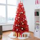 Kadunmina 6ft Artificial Red Christmas Tree Halloween Tree Xmas Tree with Metal Foldable Stand Full Real Christmas Tree with 804 Branch Tips Easy to Assemble Holiday Indoor Decor