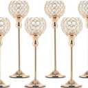 Pack of 8pcs Candle Holders for Pillar Candles,Gold Candle Holders Bulk Wedding Centerpieces Metal Crystal Candlestick Holders Stand for Table Party Church Decor
