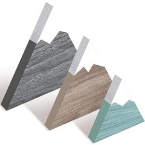 Maitys 3 Pcs 3 Size Mountain Shelf Decor Mountain Wooden Sign Farmhouse Wood Adventure Sign Woodland Nursery Decor Travel Table Centerpiece for Home(Gray, Brown, Light Blue)